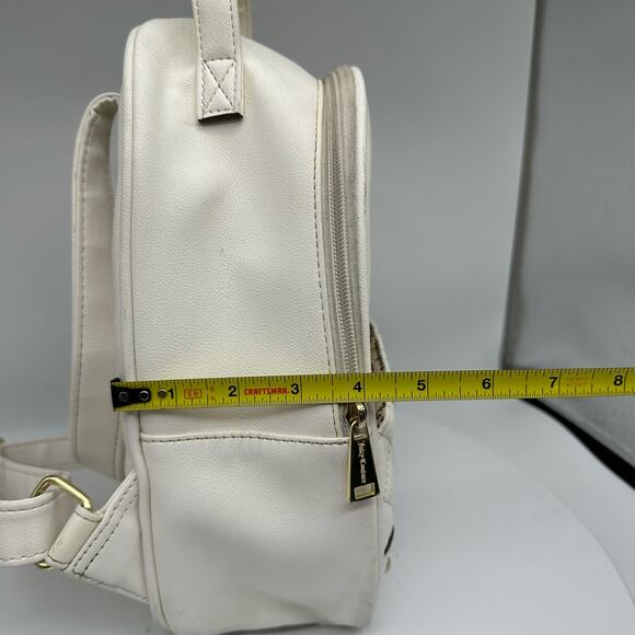 Juicy Couture Medium All White Vegan Leather Backpack Quilted Front Gold Accents - Picture 10 of 12